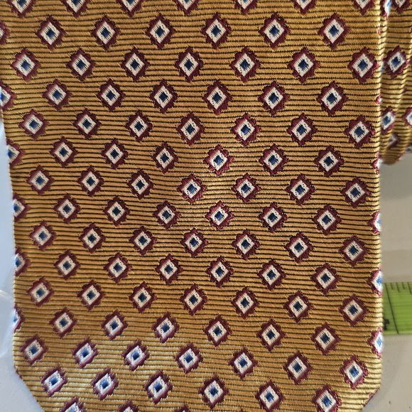 Brooks Brothers Makers Men’s‎ Repp Tie All Silk Made In USA Gold Red Design - Picture 4 of 5